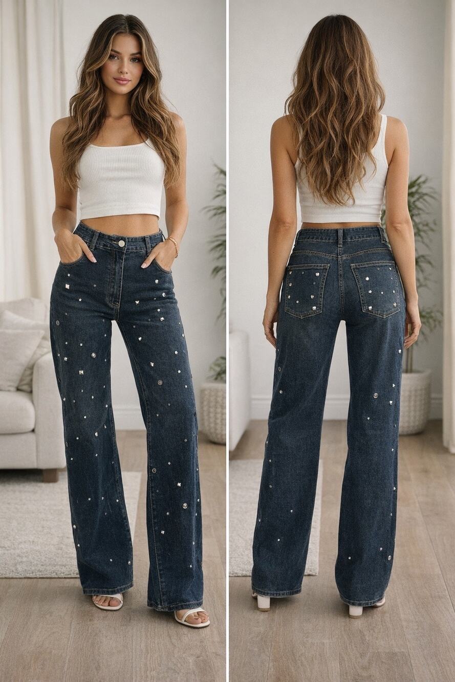 Blueb. Collection Studded Bejeweled dark denim jeans S $62 retail NWT 91606P - Picture 1 of 7
